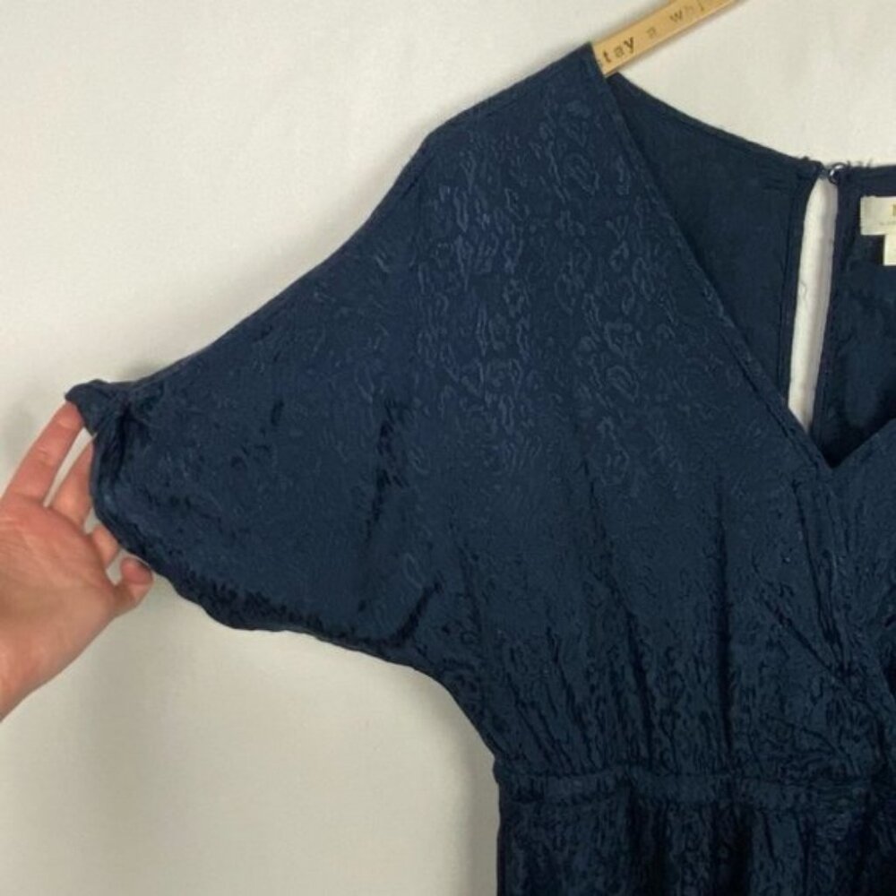 Anthropologie Maeve Jacquard Jumpsuit Blue Navy Blue Size Small Bohemian Wide S - Picture 9 of 15